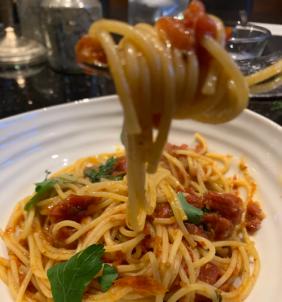SPAGHETTI WITH OVEN-ROASTED TOMATO SAUCE