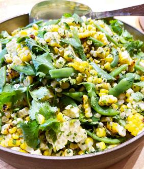 GRILLED CORN SALAD WITH ITALIAN GREEN BEANS AND CILANTRO DRESSING